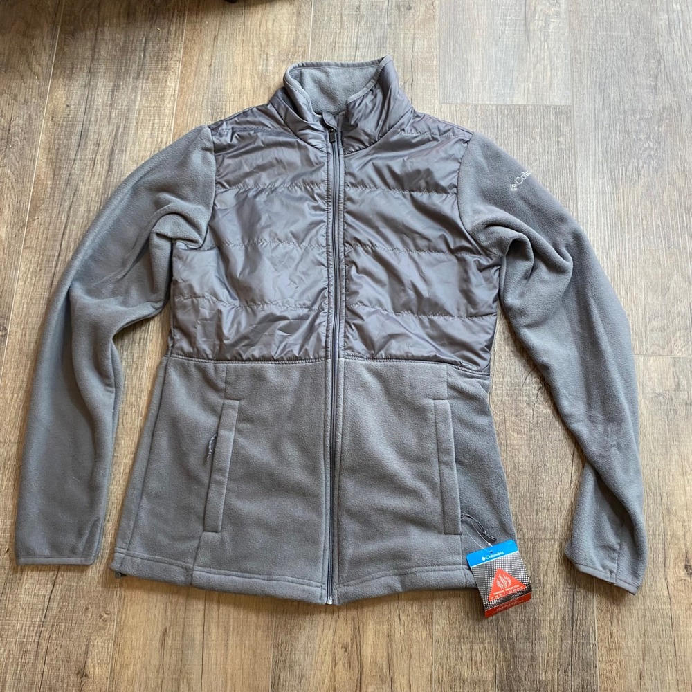 Columbia Eagle Tree Fleece Full Zip Grey Omni-Heat Hybrid Jacket Womens XS